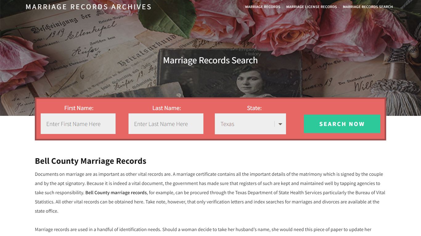 Bell County Marriage Records | Enter Name and Search | 14 Days Free