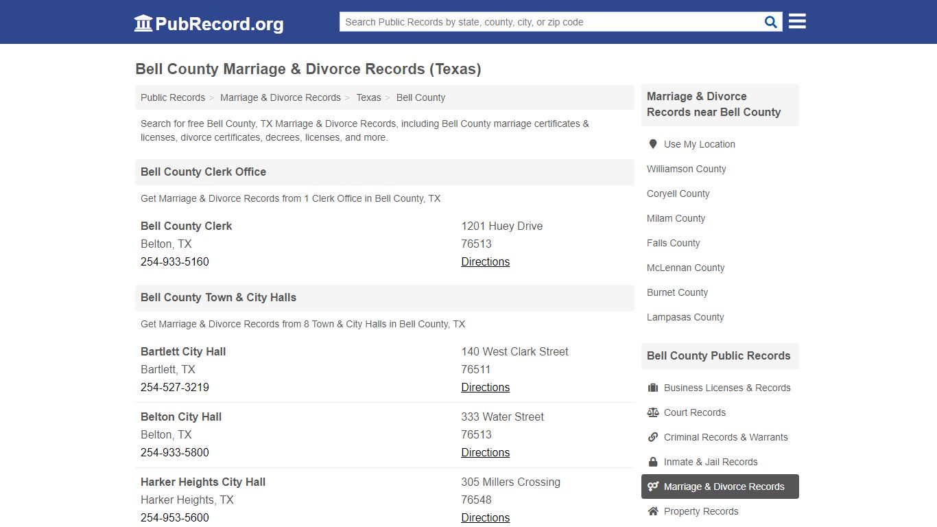Free Bell County Marriage & Divorce Records (Texas Marriage & Divorce ...